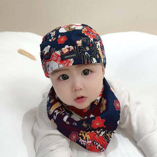 Baby newborn baby hat spring and autumn thin section boys and girls winter little princess handsome pirate hat turban pure cotton