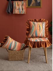 58C1美式餐椅墊輕奢家用椅子墊子坐墊可拆洗薄款四季通用提花綁帶