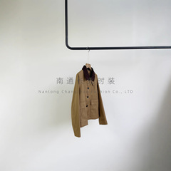 实用主义~小禾巴恩风纯棉高密斜纹拼接短夹克女早秋防风工装外套
