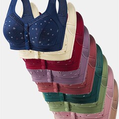 春夏の大きいサイズの中高年の下着の純綿の無鋼の輪のブラジャーの前はレースの辺のプリントのチョッキのブラジャーを掛けます。