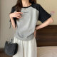 Drawstring Short-sleeved T-shirt Women's Summer New Loose Slimming plus size Design Sense Niche Pure Desire Short Top for Women