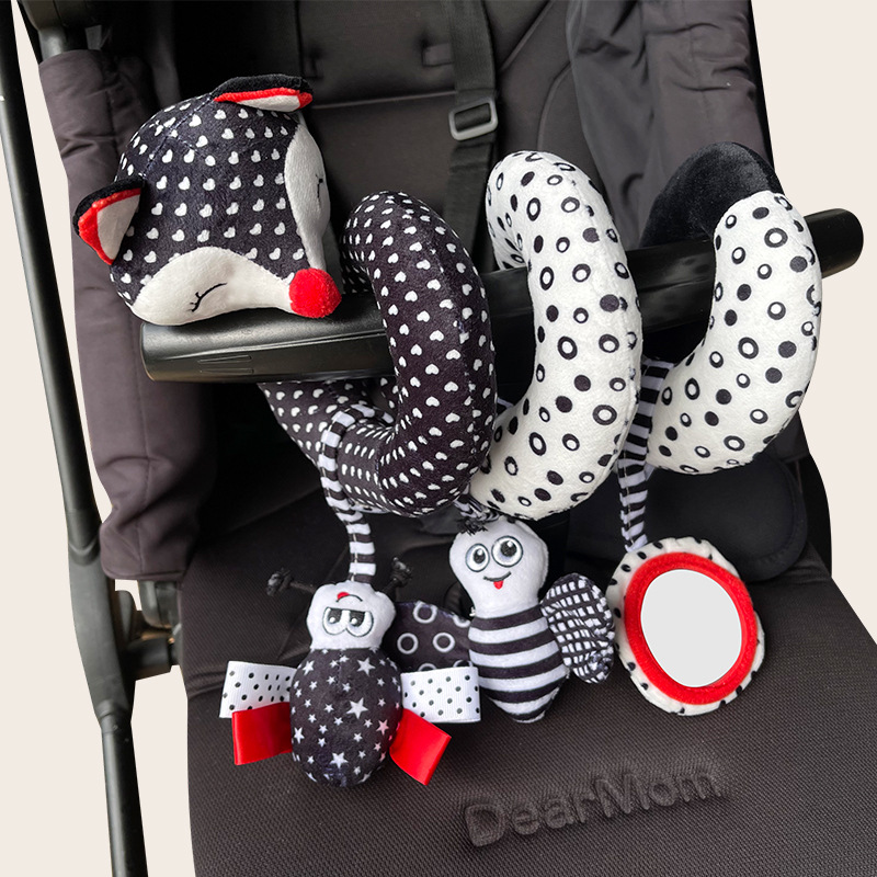 Juguete de educación temprana para cuna, zorro blanco y negro, 0-1 años