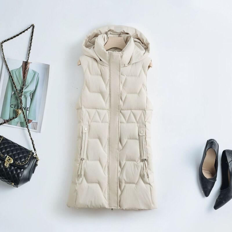 Plus Size down Cotton Vest Women's Autumn and Winter New Style Mid-Length Outer Wear Thickened Vest Vest Jacket Trendy