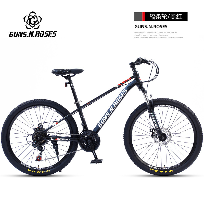 GUNS. N. ROSES Gun Flower Bicicleta de montaña para hombres y mujeres Coche para estudiantes Freno de disco Agite de amortiguación Coche de cercanías Vehículo todoterreno