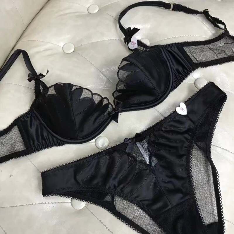New Big-Name European and American Sexy Diamond Mesh Bra Set Thin Cotton Temptation Bra Comfortable See-Through Intimates Dropshipping
