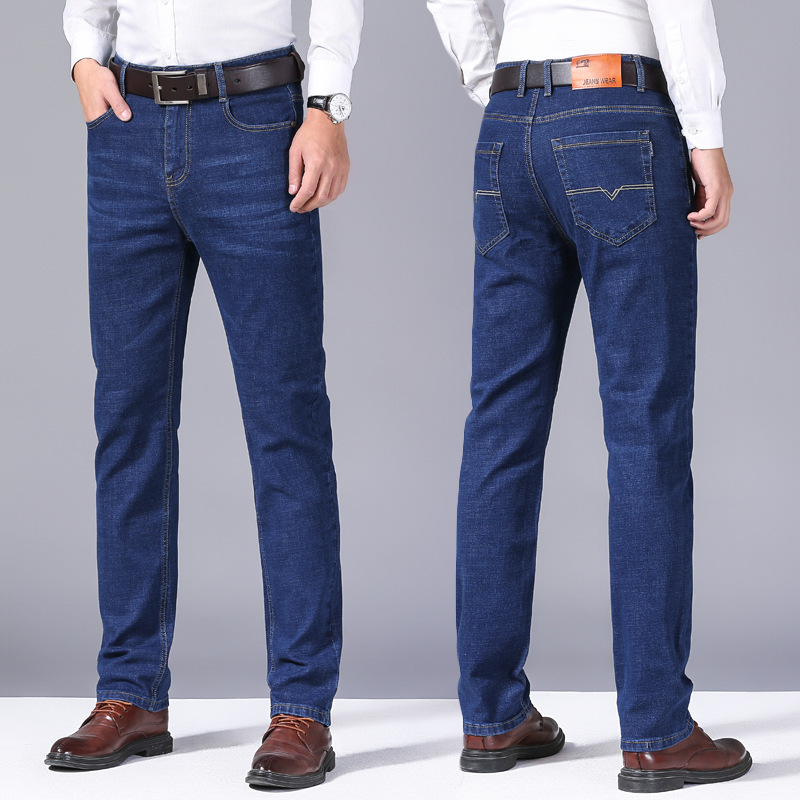 New elastic men's jeans, loose straight-leg, plus-size, suitable for work, casual wear, and autumn, for middle-aged men New elastic men's jeans, loose straight-leg, plus-size, suitable for work, casual wear, and autumn, for middle-aged men