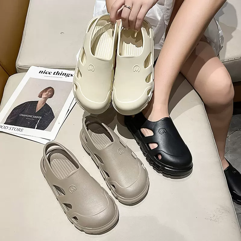 包头半拖鞋女2024新款夏季外穿EVA防滑海边沙滩鞋休闲办公室凉鞋