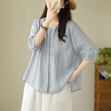 A 26942 Design Loose Solid Color Shirt ���I��ɫ�r�� �羳���l