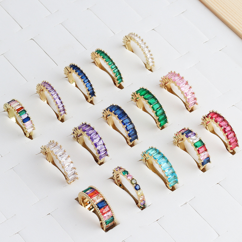 Simple Style Geometric Copper Open Ring Zircon Copper Rings