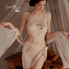 瑰若性感夏季情趣内衣激情诱惑轻纱肚兜短裤披肩汉服制服套装4370