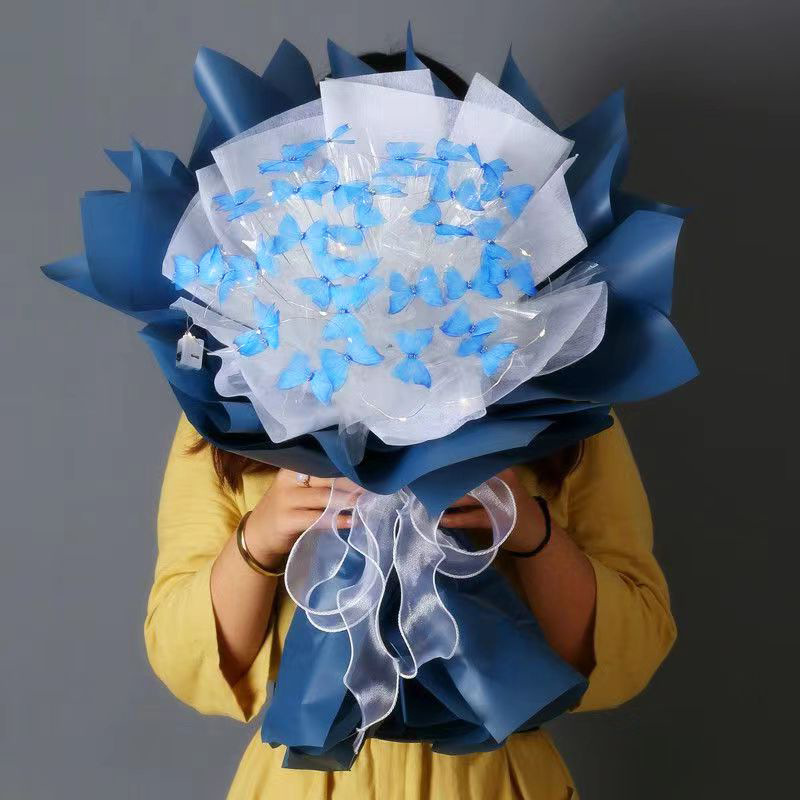 Paquete de material de ramo de bricolaje de mariposa de simulación transfronteriza, regalo de cumpleaños para niña, regalo de San Valentín para novia