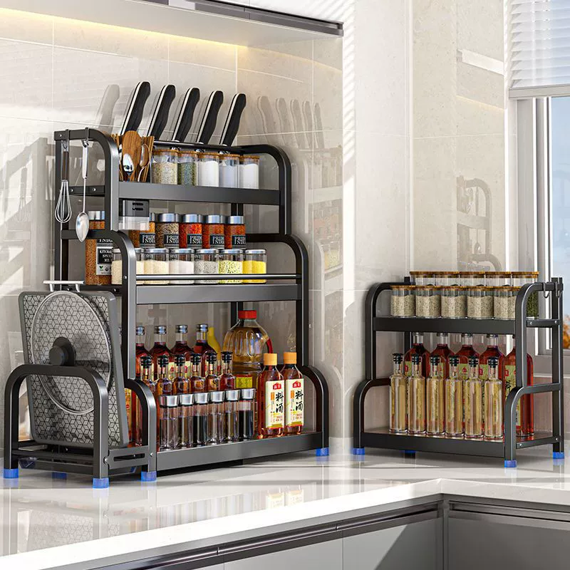 Кухонная стойка для хранения Стеллаж для бытовых приправ из нержавеющей стали Стеллаж для хранения Напольная многослойная стеллаж для хранения Стеллаж для ножей Стеллаж для разделочной доски оптовая продажа