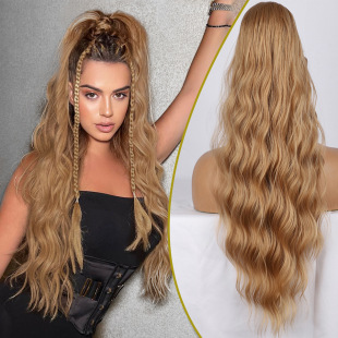 Women's Wig Long Hair Drawstring Large Wave Ponytail Curly Hair Fluffy Chemical Fiber Wig Ponytail