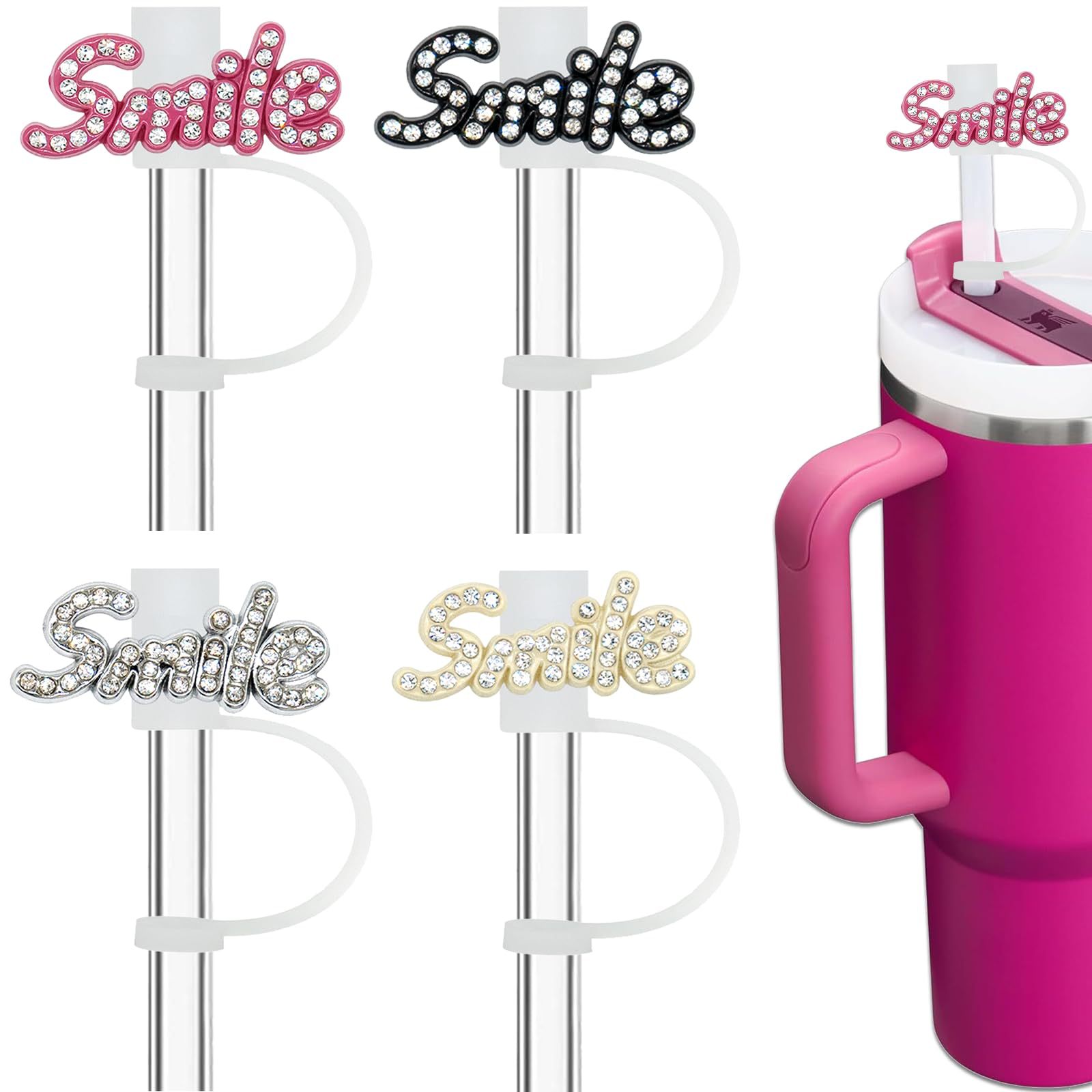 Tapa de pajita con lazo de color de Amazon, pajarita de resina, tapón de polvo con pajita, tapa de polvo con fragancia pequeña decorativa