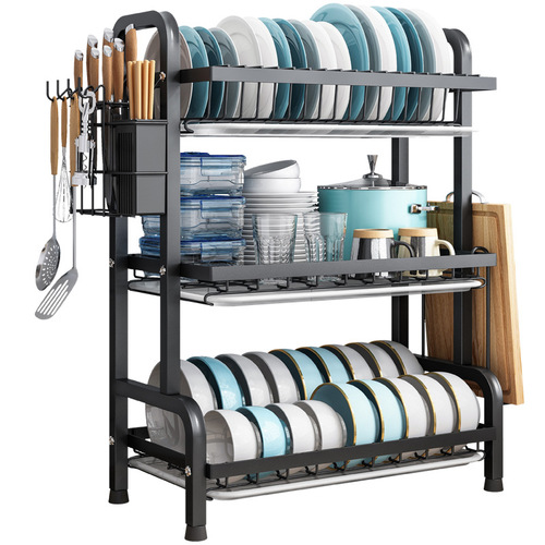 Kitchen rack countertop dish drain rack small household dish rack cabinet plate storage rack multi-function