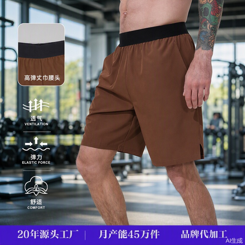 Flash Eagle Men's Sports Shorts Summer Breathable Elastic Fitness Running Pants High Elastic Waistband Casual Five-Point Pants
