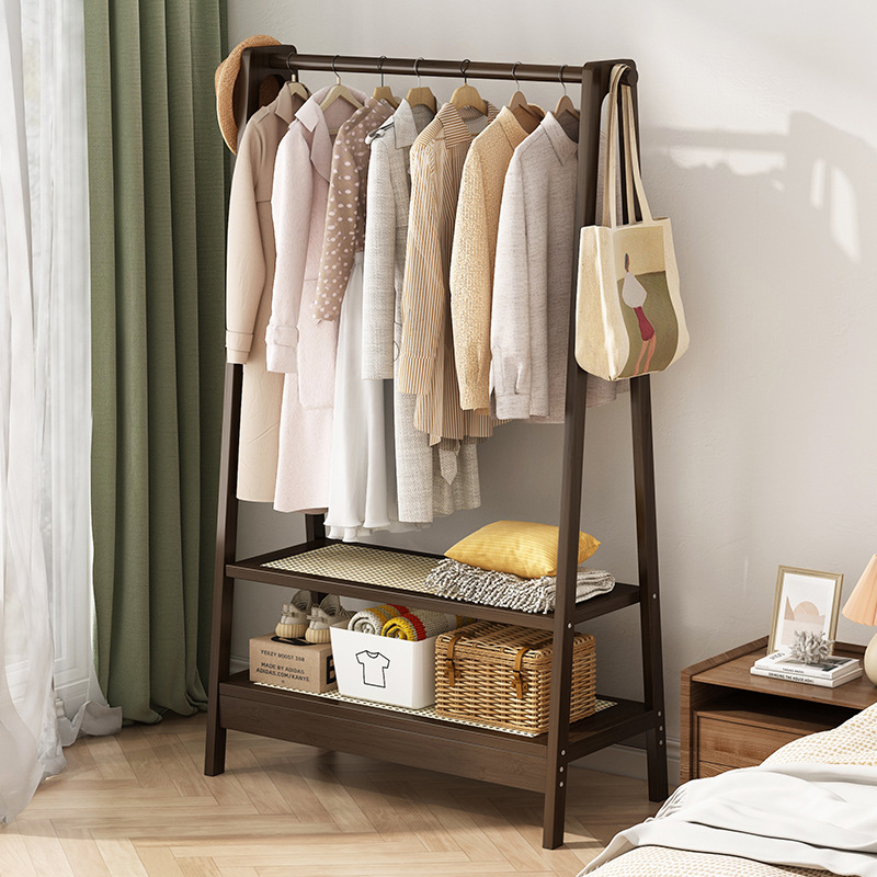 Percha de ropa vertical para dormitorio doméstico simple multifuncional tela de caña almacenamiento y acabado percha de ropa y sombrero