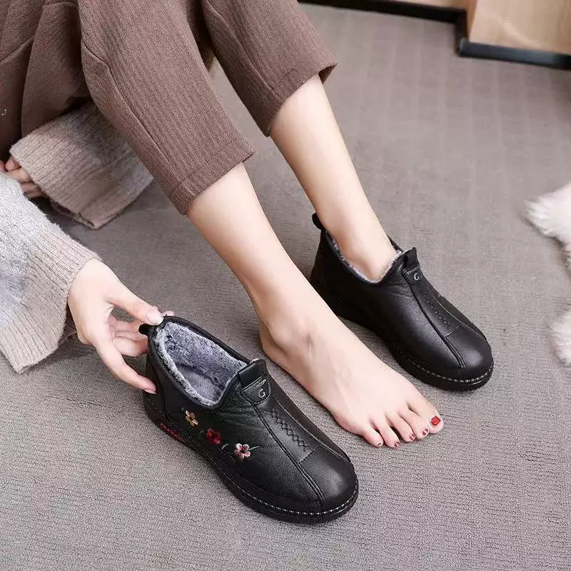 Winter non-slip keep warm shoes for mother, for middle age, soft sole