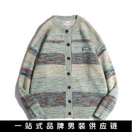 悟俗男装 日系潮牌2023冬季新款民族风开衫毛衣男复古针织衫外套