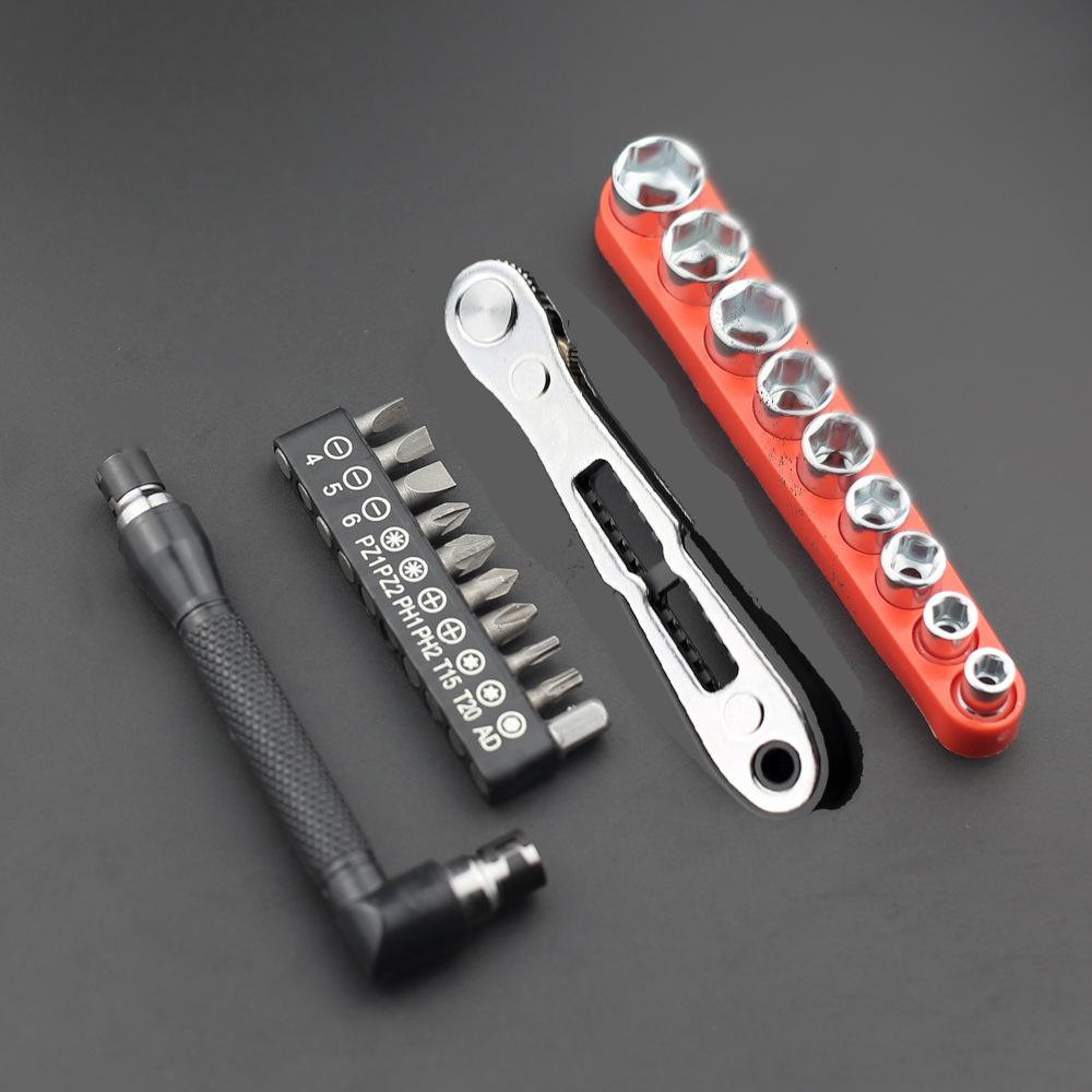 Llave inglesa de 36 dientes delgada negra + destornillador L + Grupo de cabeza de lote ad + Grupo de manga