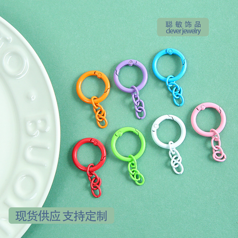 Colorful Four-Section Chain Spring Ring Connecting Open Rings for DIY Bead Art Pendant Accessories Materials Wholesale Colorful Four-Section Chain Spring Ring Connecting Open Rings for DIY Bead Art Pendant Accessories Materials Wholesale