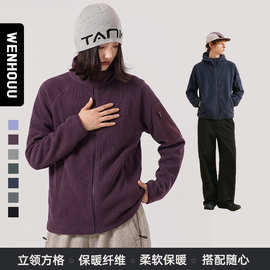 WENHOUU轻量户外抓绒衣男运动休闲日常保暖外套女款时尚锁温上衣