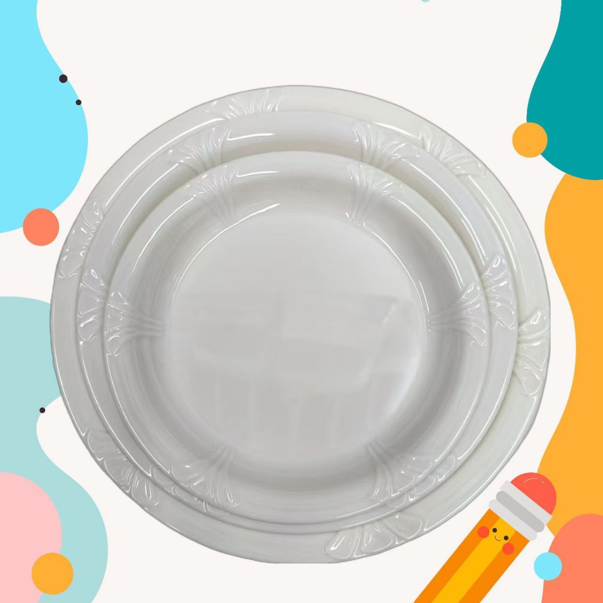 圆盘 白色密胺餐具塑料仿瓷菜盘美耐皿碟子密胺圆盘自助餐商用碗