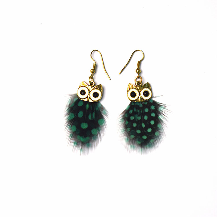 6g Weight Alloy Ear Needle Material Drop Earrings Classification 1 Pair Quantity Casual Occasion Alloy Material Owl Pattern Women's Gender Plating Design Ethnic Style Style 1 Pair Ethnic Style Owl Plating Alloy Feather Drop Earrings 16