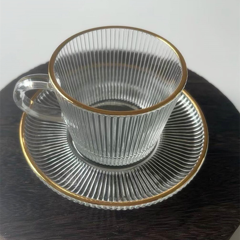 Taza de café de vidrio transparente de estilo europeo, 12 piezas, taza de té de la tarde de lujo ligero, set de regalos de actividad