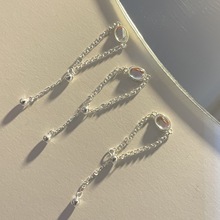 s925纯银蓝月光石戒指女小众设计感软链条高级感抽拉调节食指指环