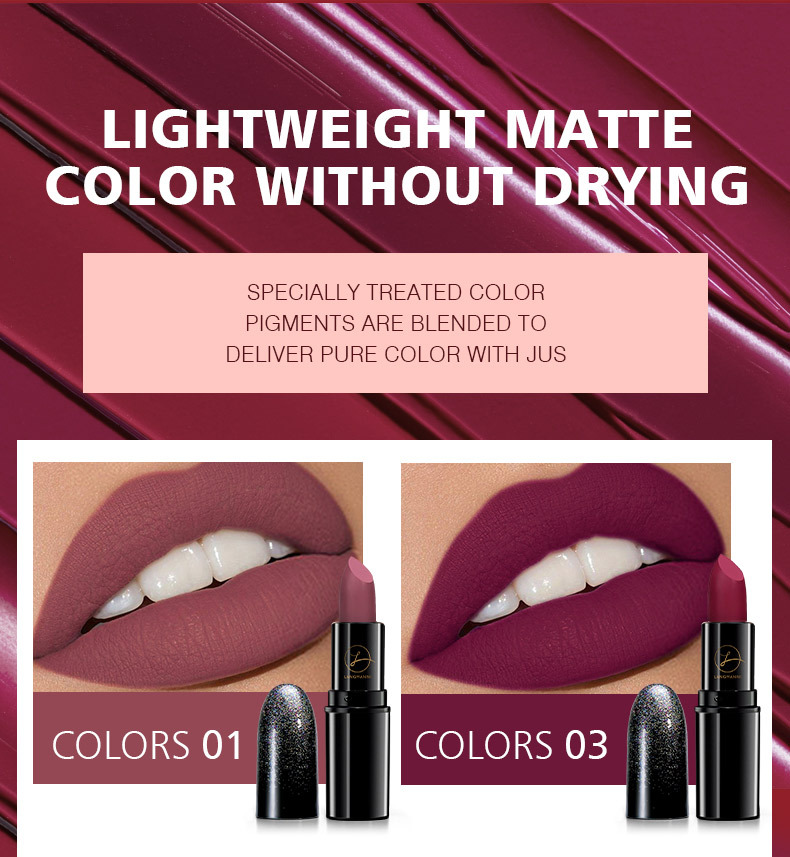Langmanni's new Starry Sky bullet-shaped lipstick pen, single black tube matte textured lipstick, cross-border makeup undefined