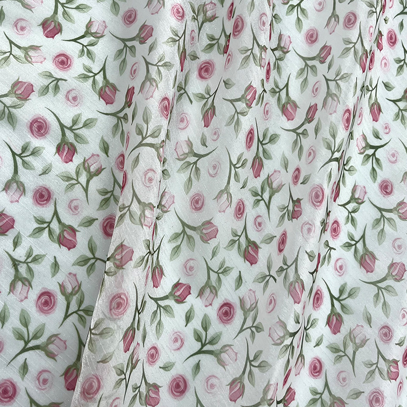 Nuevo todo el estilo de tela de impresión de rosas frescas, ropa de mujer, ropa infantil, primavera y verano, nueva tela impresa