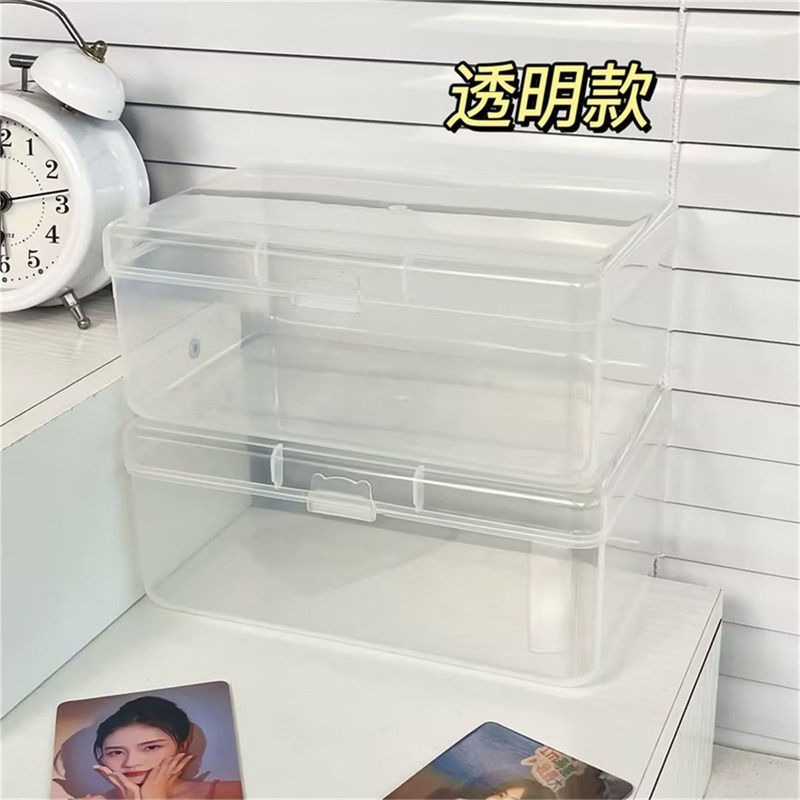 纯色大容量桌面ins翻盖收纳盒收纳贴纸卡小卡整理盒子多功能防尘|undefined