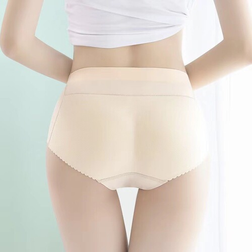 Panties with invisible padding, mid-rise triangle design for women, lifting buttocks, plump buttocks, peach-shaped buttocks, large buttocks, tummy control pants
