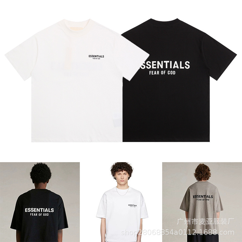 Ss25 American Fashion Fog Round Neck Short-Sleeve Essentials High Street Pure Cotton Loose Fit 3D Rubber Letter T-Shirt Ss25 American Fashion Fog Round Neck Short-Sleeve Essentials High Street Pure Cotton Loose Fit 3D Rubber Letter T-Shirt
