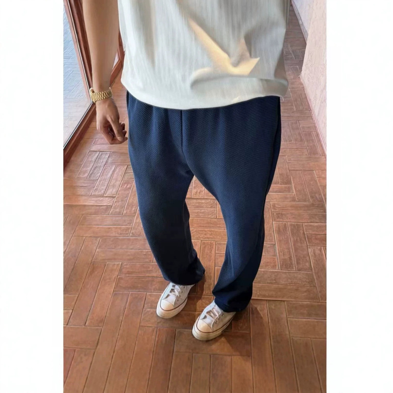Summer Anti-Wrinkle Stretchy Straight-Leg High-Breathability Cool-Feel Casual Pants with Sweat-Wicking Honeycomb Texture and Fully Hemmed Sweatpants Summer Anti-Wrinkle Stretchy Straight-Leg High-Breathability Cool-Feel Casual Pants with Sweat-Wicking Honeycomb Texture and Fully Hemmed Sweatpants