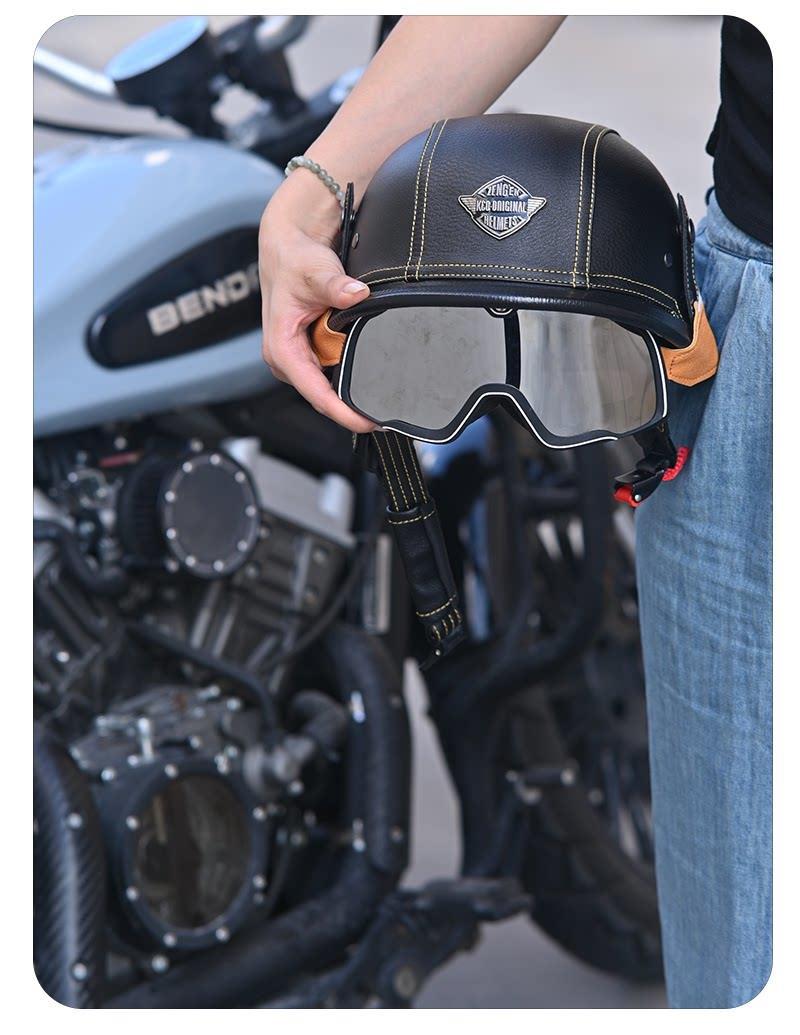 3C German-Style Soldier Helmet Retro Cruiser Motorcycle Half Helmet Large Head Circumference Motorcycle Helmet for Men and Women Electric Vehicle Helmet