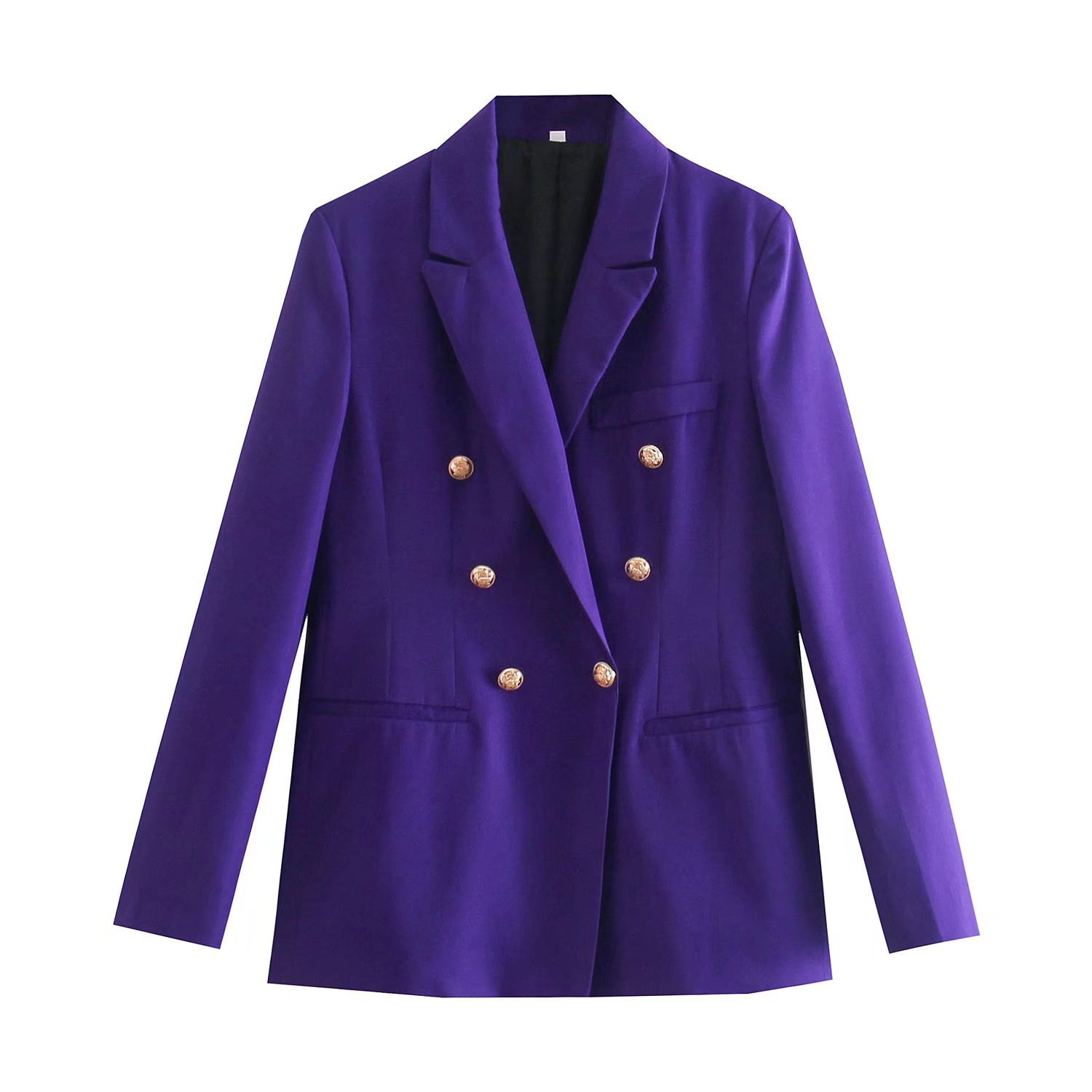 Purple Double-Breasted Slim Blazer NSLQS101687