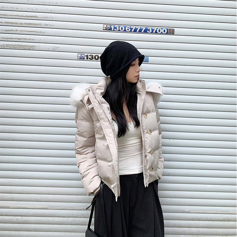 2025 invierno nueva ropa de algodón Pike transfronteriza mujer abrigo abrigo con capuzas cuello de cabello grande chaqueta de algodón pequeño abrigo grueso image 4