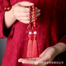 一件代发辰世朱砂紫砂手持28颗念珠车挂红砂十八子念珠手提手持