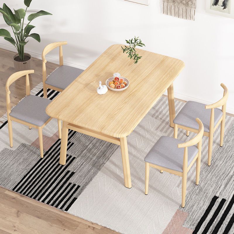 Mesa de comedor nórdica para hogares pequeños, mesa de comedor simple, mesa de comedor de lujo ligera y silla combinada, mesa de comedor de madera maciza, rectangular