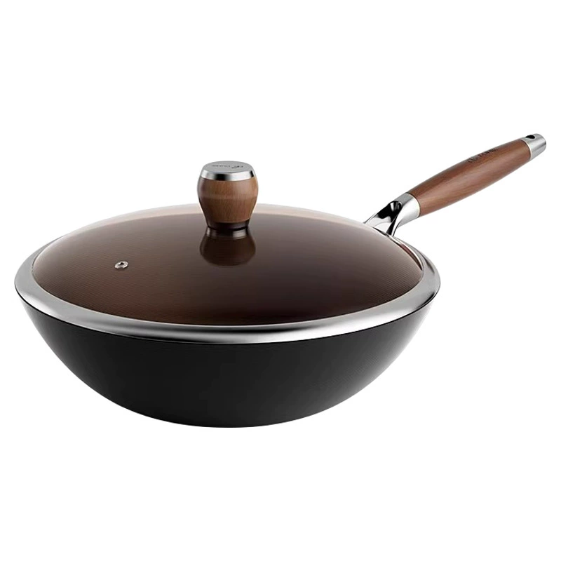 Cross -border old -fashioned iron pot household fried cooker pot pottery cooker electromagnetic stove gas stove special coatingless non -stick pot flat bottom frying pot