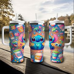 跨境40OZ冰霸杯不锈钢汽车杯带手柄车载史迪仔米奇3D打印保温杯