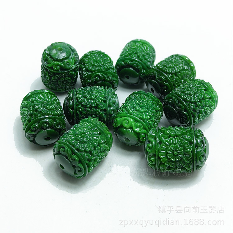 Imitation Dry Green Jade Carved Beads Loose Beads Wholesale DIY Jade Jewelry Accessories Jade Bracelet Necklace Jade Accessories