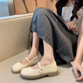 小香风玛丽珍鞋软底小皮鞋新款平底薄款玛丽苏小个子上班夏季2024