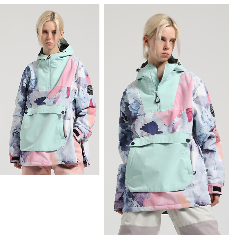 Νέα χειμερινή ένδυση σκι για άνδρες χαλαρό σνόουμπορντ αντιανεμικό αδιάβροχο ζεστό χρώμα αντίθεσης χιονιού γυναικεία υπαίθρια εξοπλισμός σκι_voghion.com