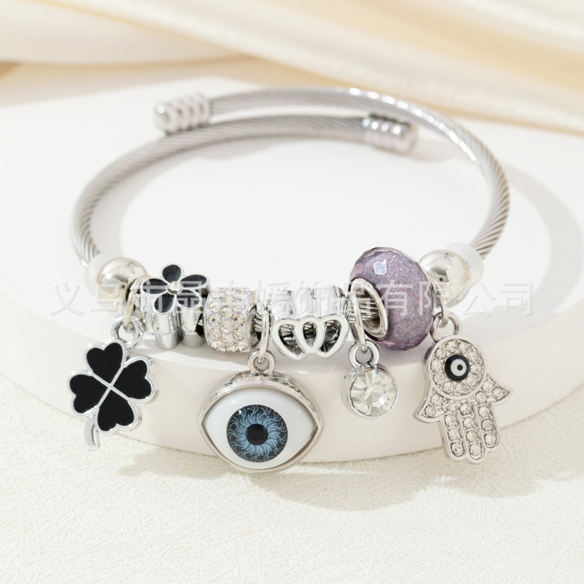 Brazalete Pan Jia, brazalete de explosión transfronteriza, diamante de diamante, ojo del demonio, mano de Dios, joyas de moda de amor de cuatro hojas image 5