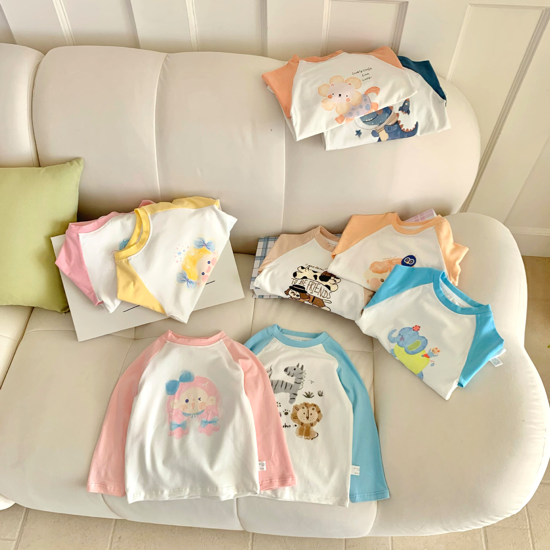 儿童卡通T恤a类棉女童打底衫秋季韩式童t恤保暖长袖男童圆领秋衣