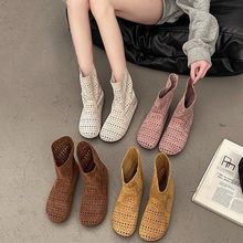 短靴透气镂空洞洞勃肯平底时尚复古凉靴百搭2025靴新款短筒靴洋气