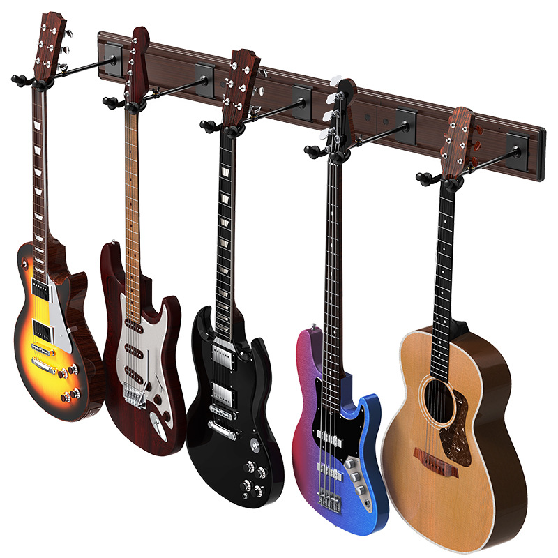 Multi-Cabeza de soporte de la guitarra 5 Grupos 5 grupos colgando rack bajo eléctrico guitarra de pared de rack de pantalla ranura de empalme Placa de fila de la guitarra rack
